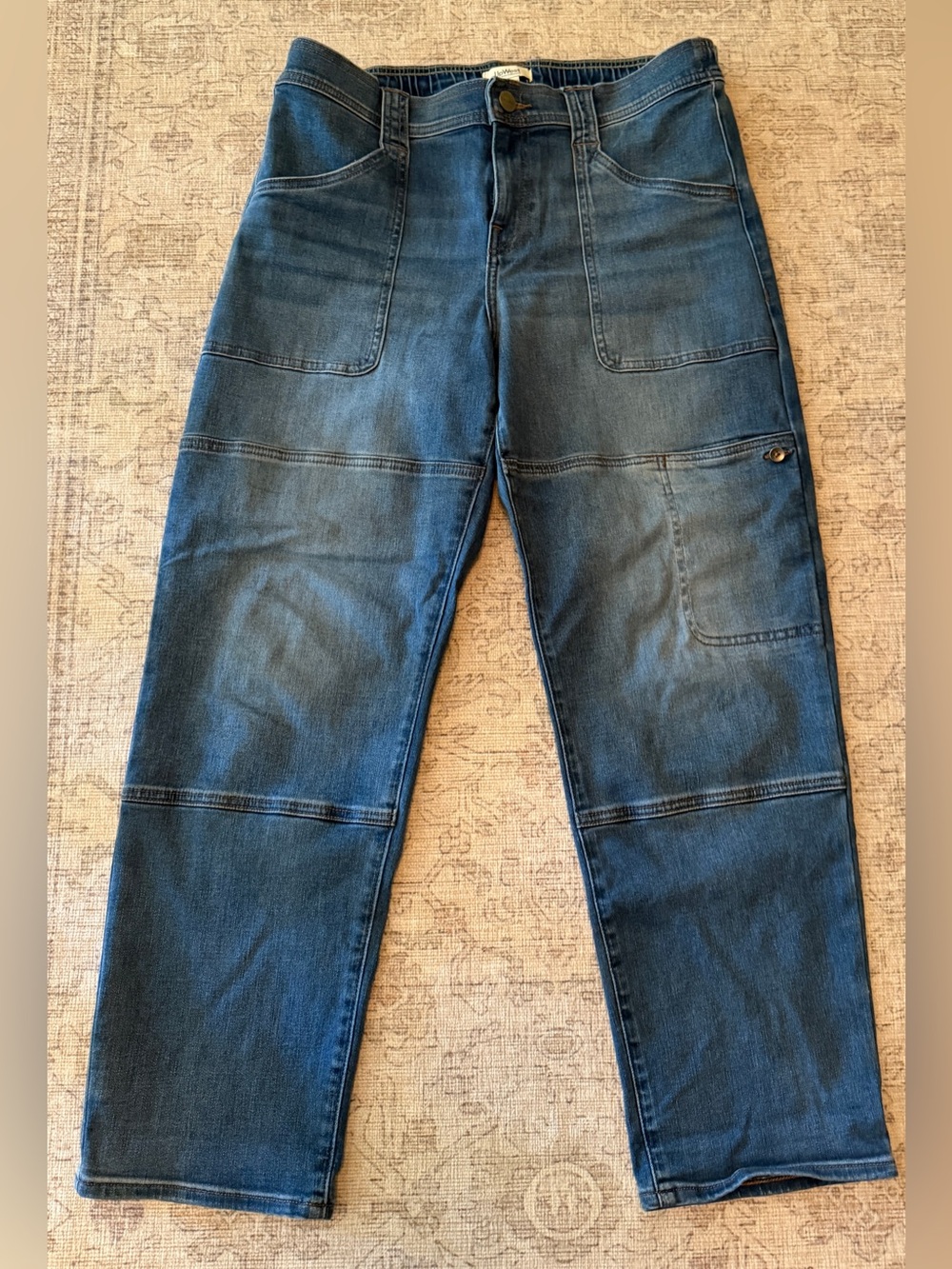 UpWest Women's Relaxed Dark Blue Carpenter Jeans elastic waist